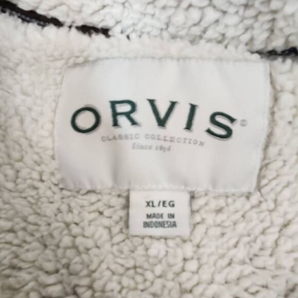 Orvis Men's Size XL Sherpa Lined Quarter 1/4 Zip Pullover Sweater Brown - Picture 5 of 6